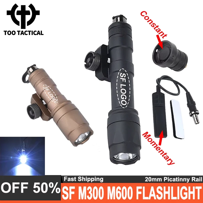 

WADSN Surefir M600 M300 M600C Tactical Scout Lamp Airsoft AR15 ar-15 Hunting Weapon Flashlight White LED Spotlight sfM300A Light