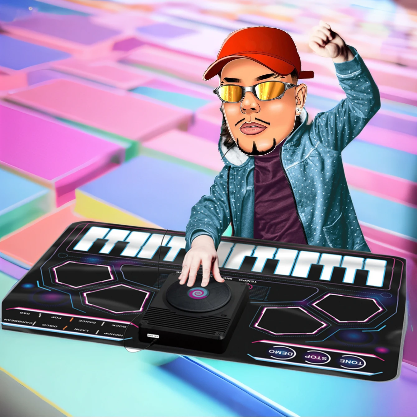 RUNJIAER DJミュージックブランケット、おもちゃの楽器、DJミュージックブランケット（シミュレートされたターンテーブル付き/マイク入力対応、ドラムセット付き）