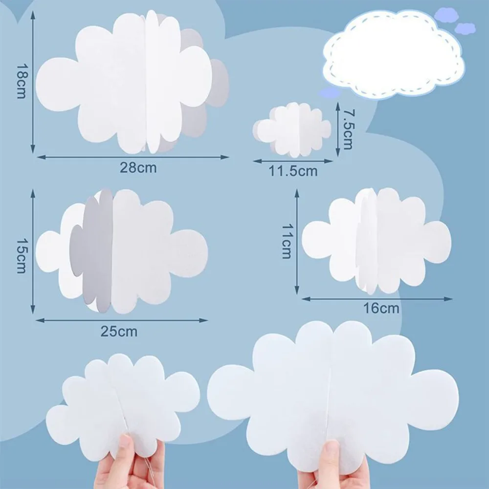 16PCS 3D Cloud Decorations White Hanging Clouds for Ceiling Cloud Party Decorations Cloud Ornaments Hanging Ceiling Decoration