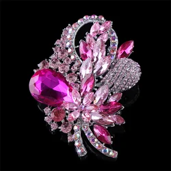 SKEDS Luxury Fashion Women Vintage Shiny Rhinestone Exquisite Brooches Pins High-end Crystal Lady Suit Coat Badges Corsages