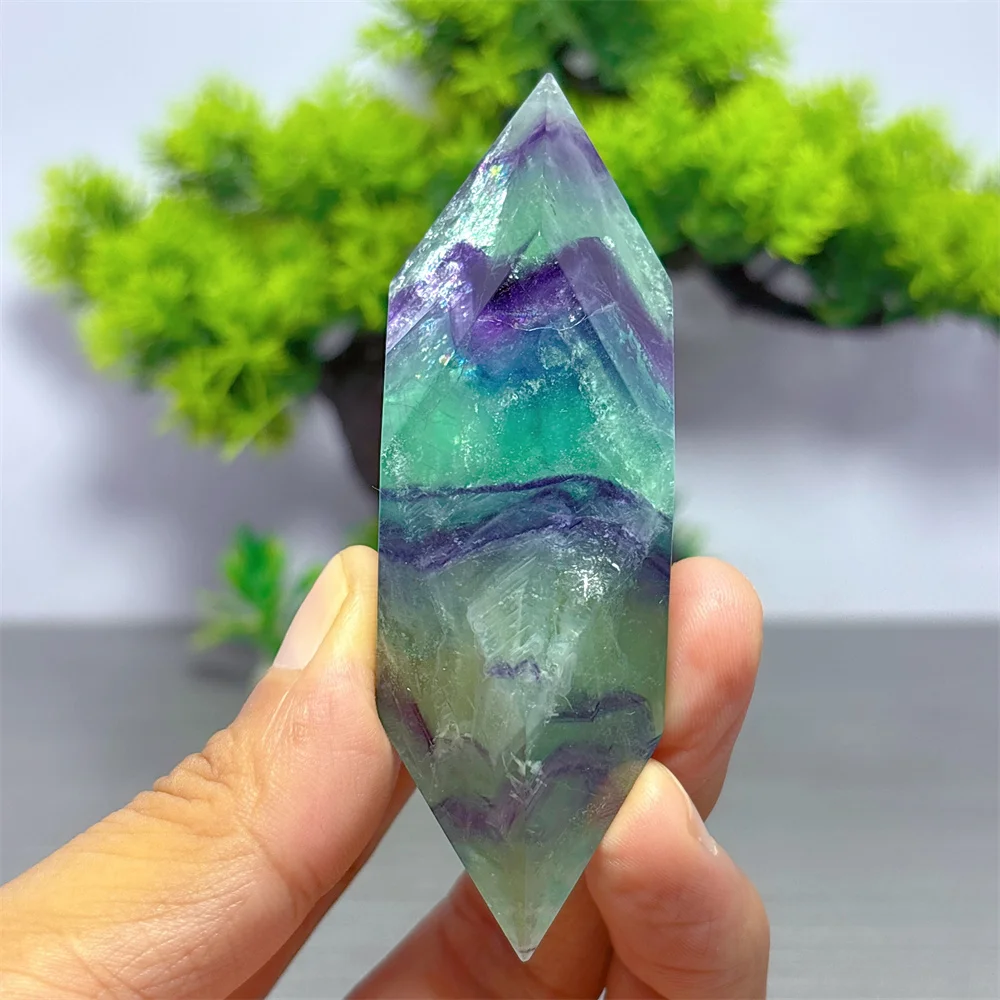 Rainbow Fluorite Amphicone Natural Crystal Home Decoration Room decor Luck Quartz Stone Garden Healing Energy Love Gifts