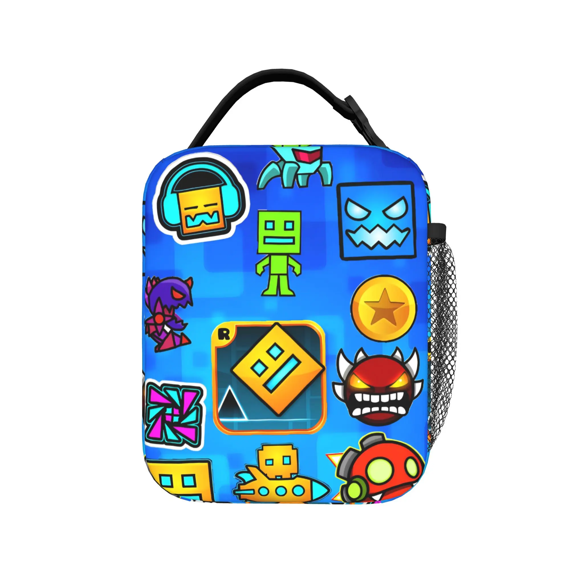 Geometry Dash  Insulated Lunch Bags Thermal Bag Reusable,Meal Container  High Capacity Lunch Box Tote Food Handbags College