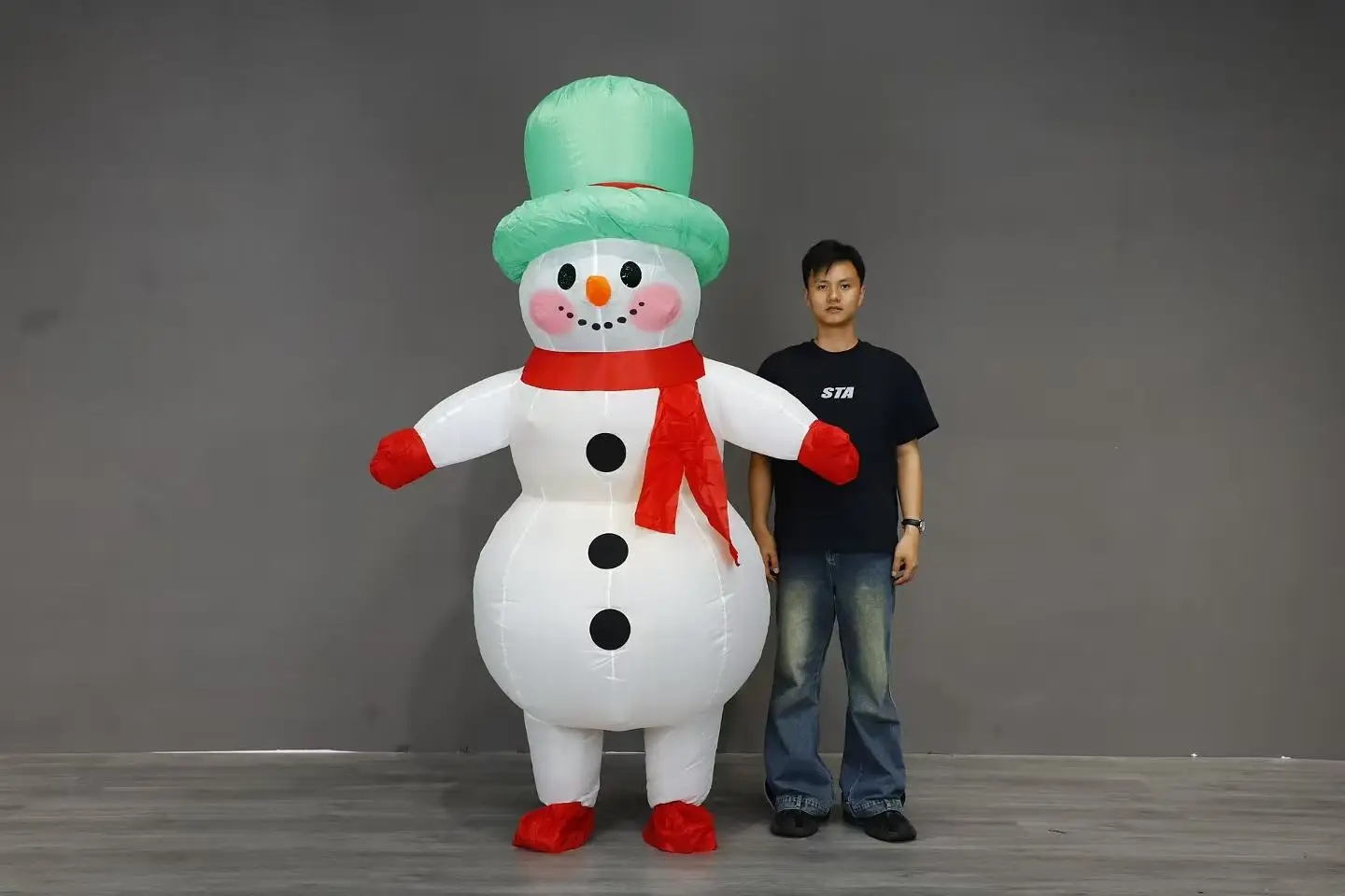 Christmas Tree  Snowman Inflatable Costume Parade Adult Character Cosplay Christmas Party Event Mascot Set