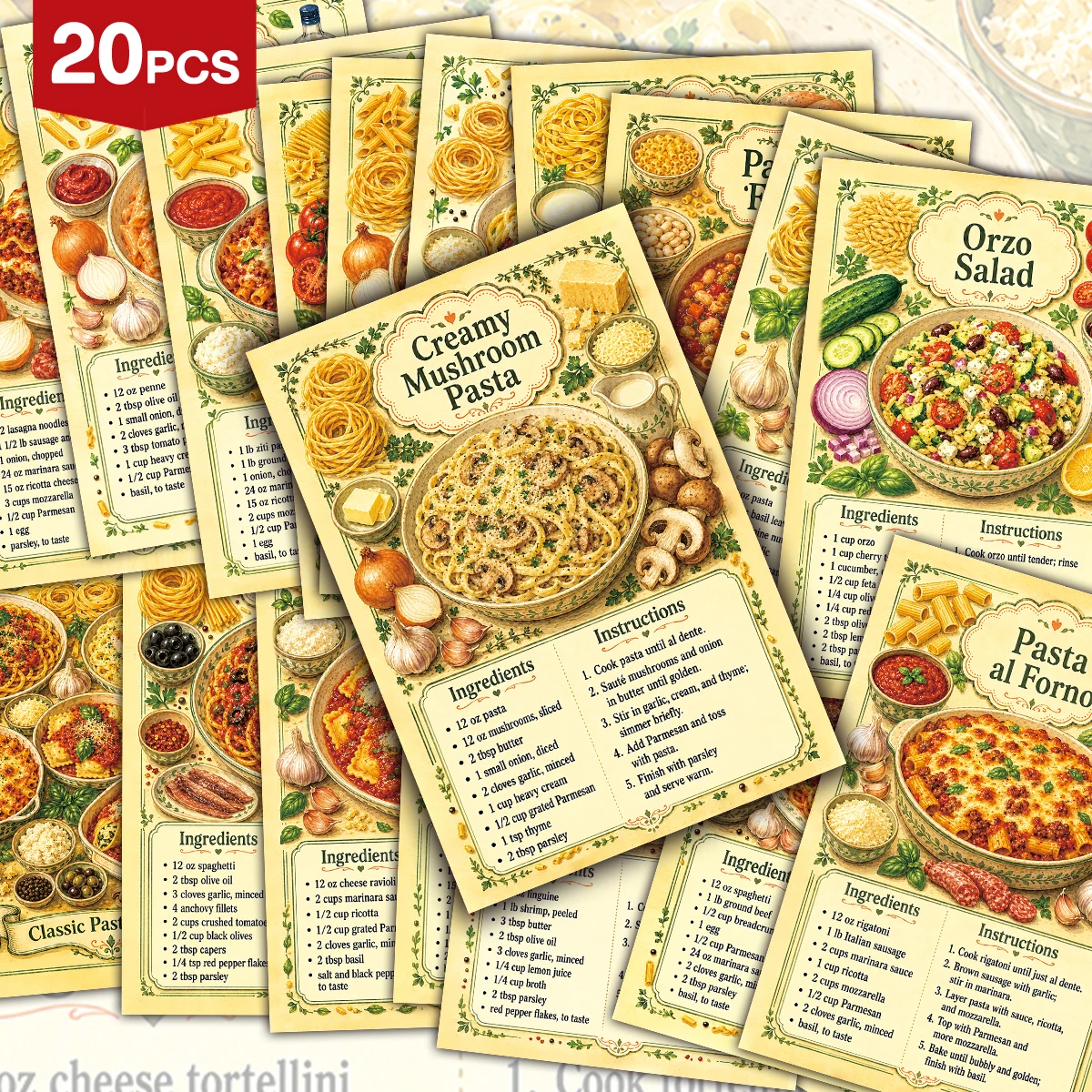 Cocktail Recipe Book - 20 szt. Vintage'owych pocztówek z włoskimi
