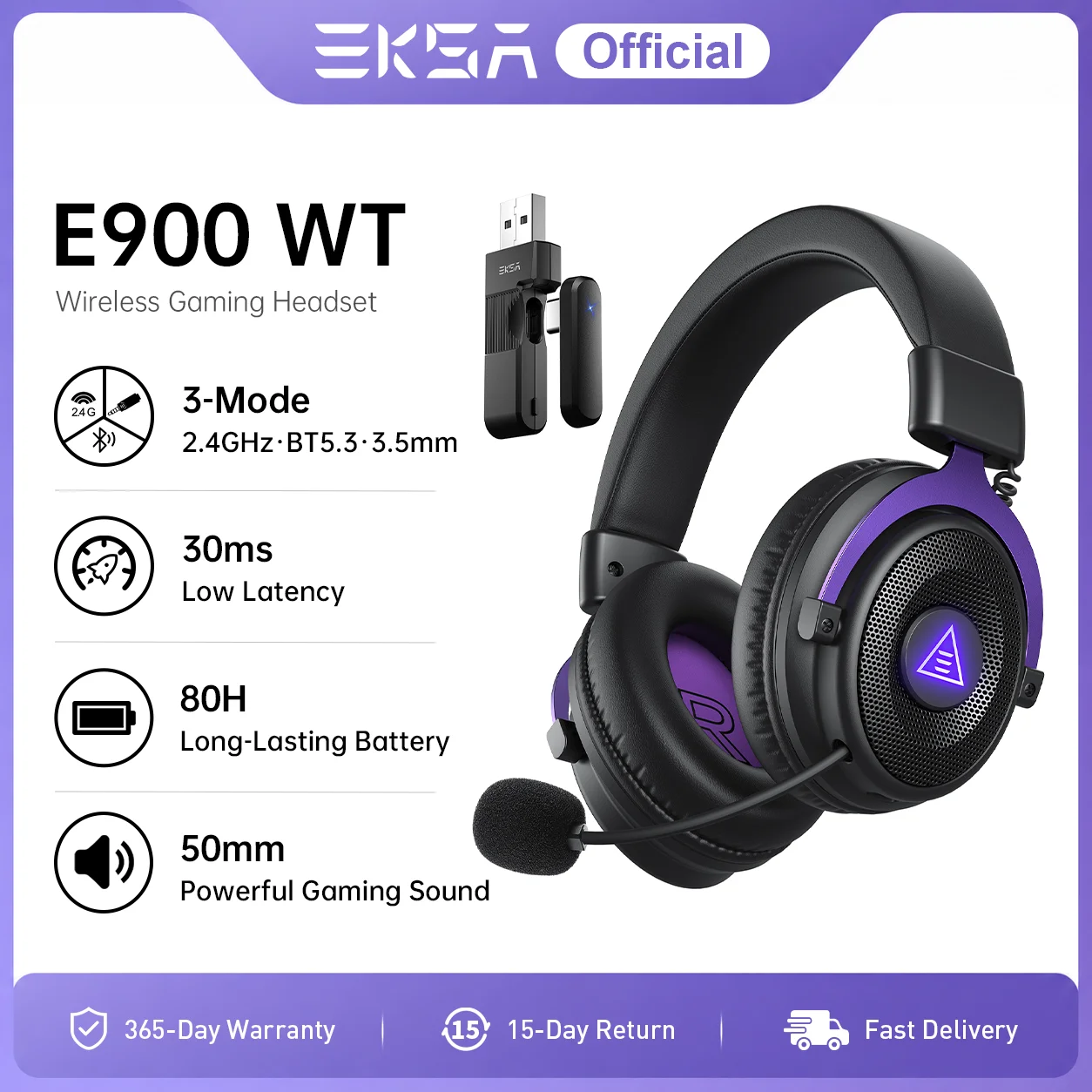 Gaming Headset Rgb - EKSA E900 WT Wireless Gaming Headset