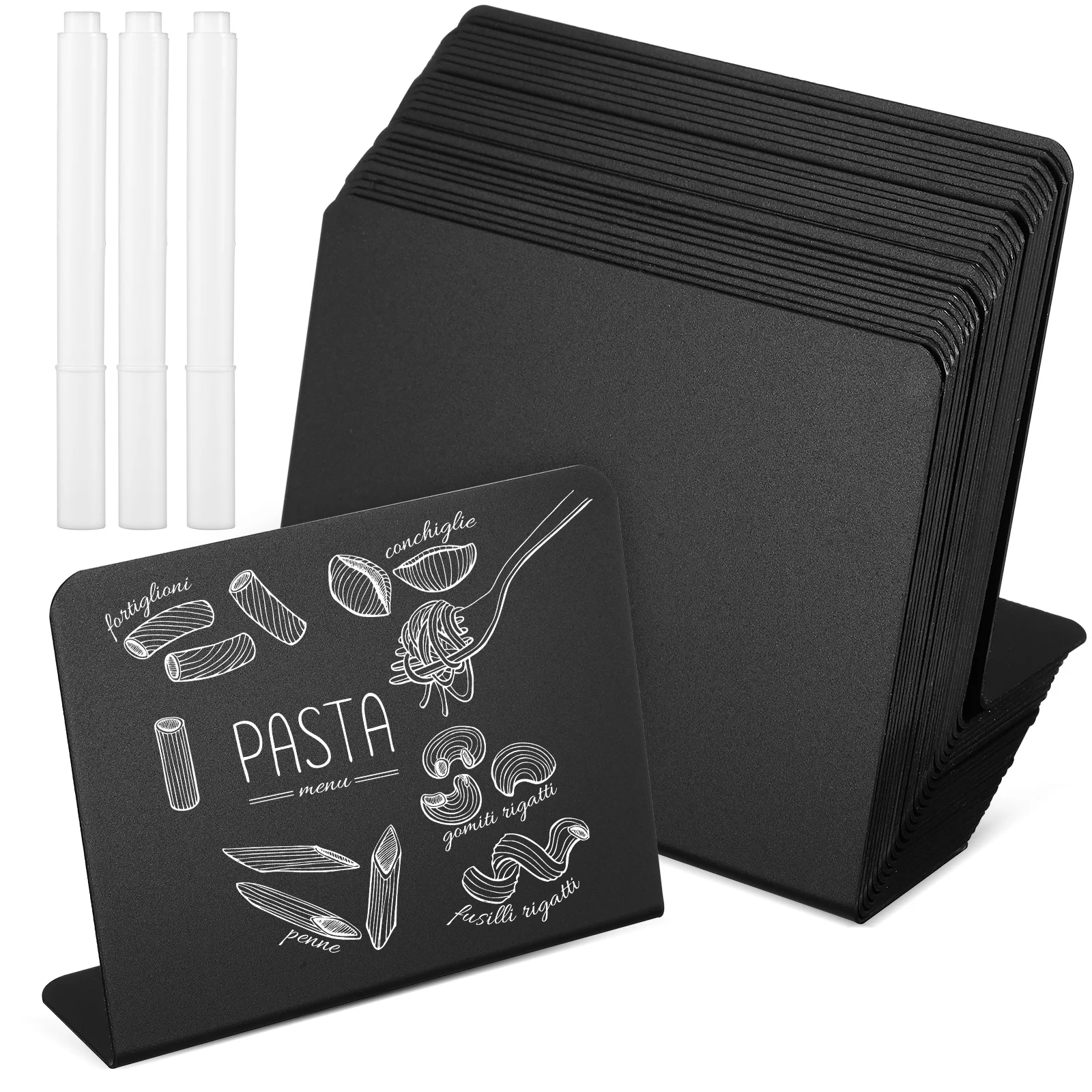 Conjunto de mini quadro-negro para escritório, etiquetas de comida para festa, buffet, apagável com caneta, mesa preta em branco