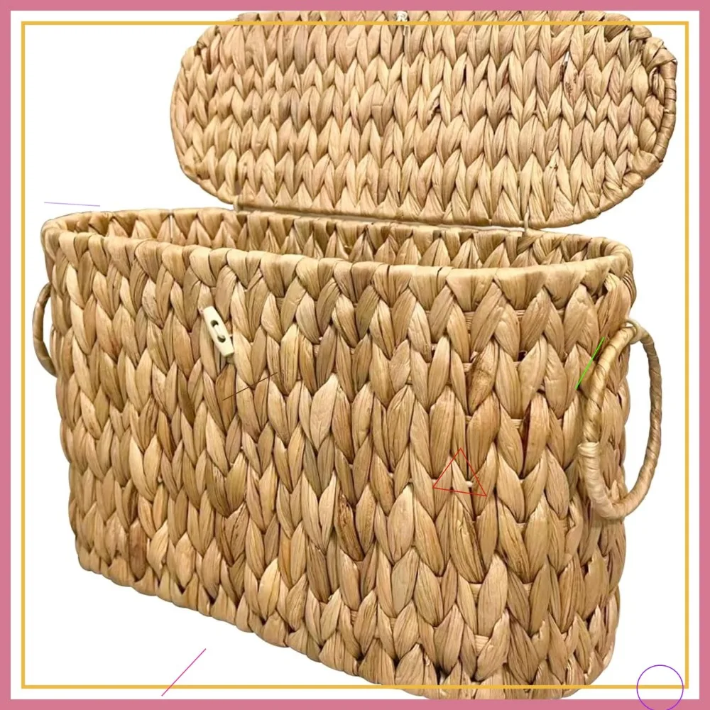 

Плетеная корзина для туалетной бумаги с крышкой, вмещает 6 мегарулонов, ручная работа из ротанга, органайзер для ванной комнаты