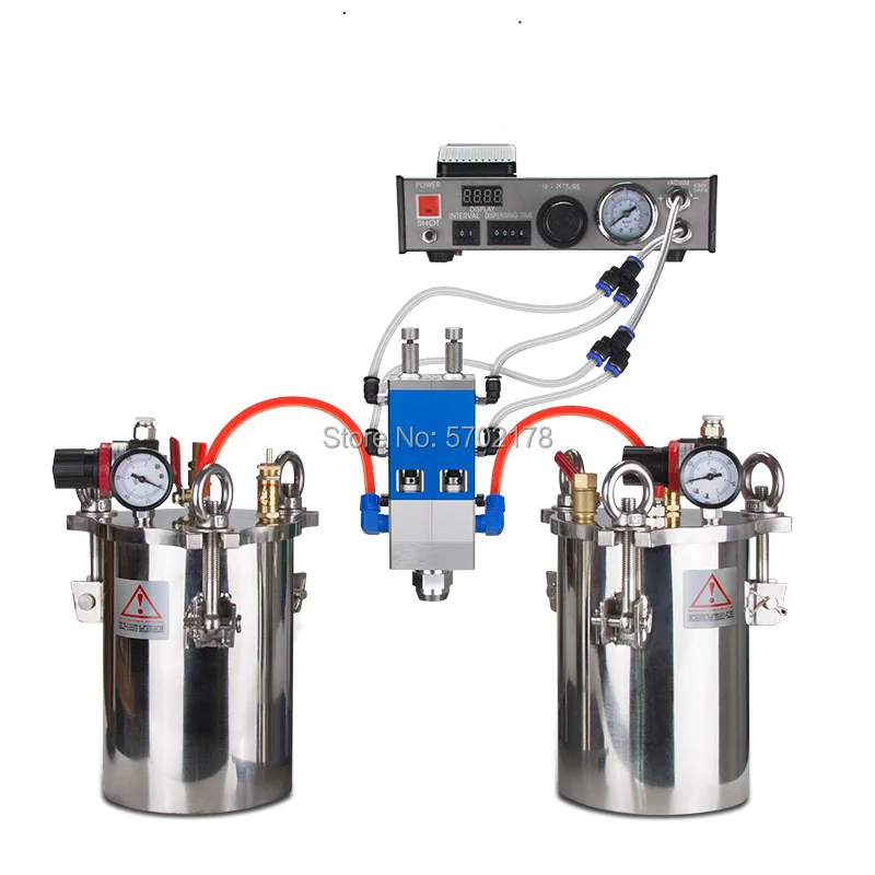 BY-33AB stainless steel pressure barrel glue dispensing valve double liquid large flow set digital display dispenser