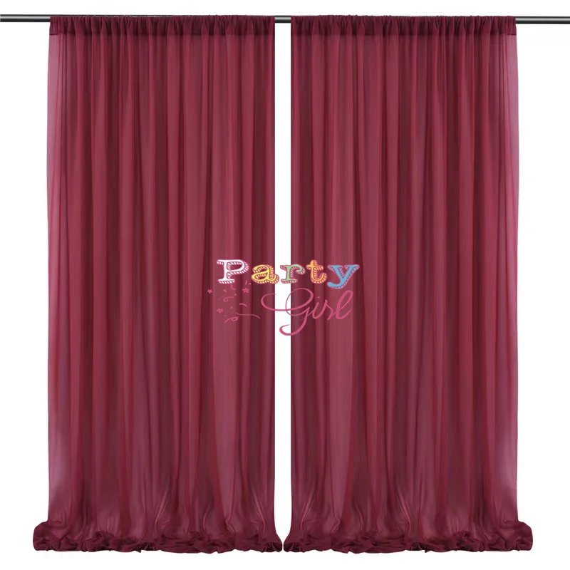 Burgundy 150x300cm Beauty Yarn Ice Silk Wedding Backdrop Drape Curtain Stage Background Photo Booth Event Party Decoration