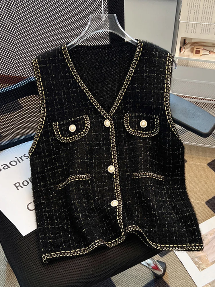 

Женский осенний кардиган Ele V-Ne Svel Vest в модном стиле Little France Wind, № Полиэфирное волокно Commute S...