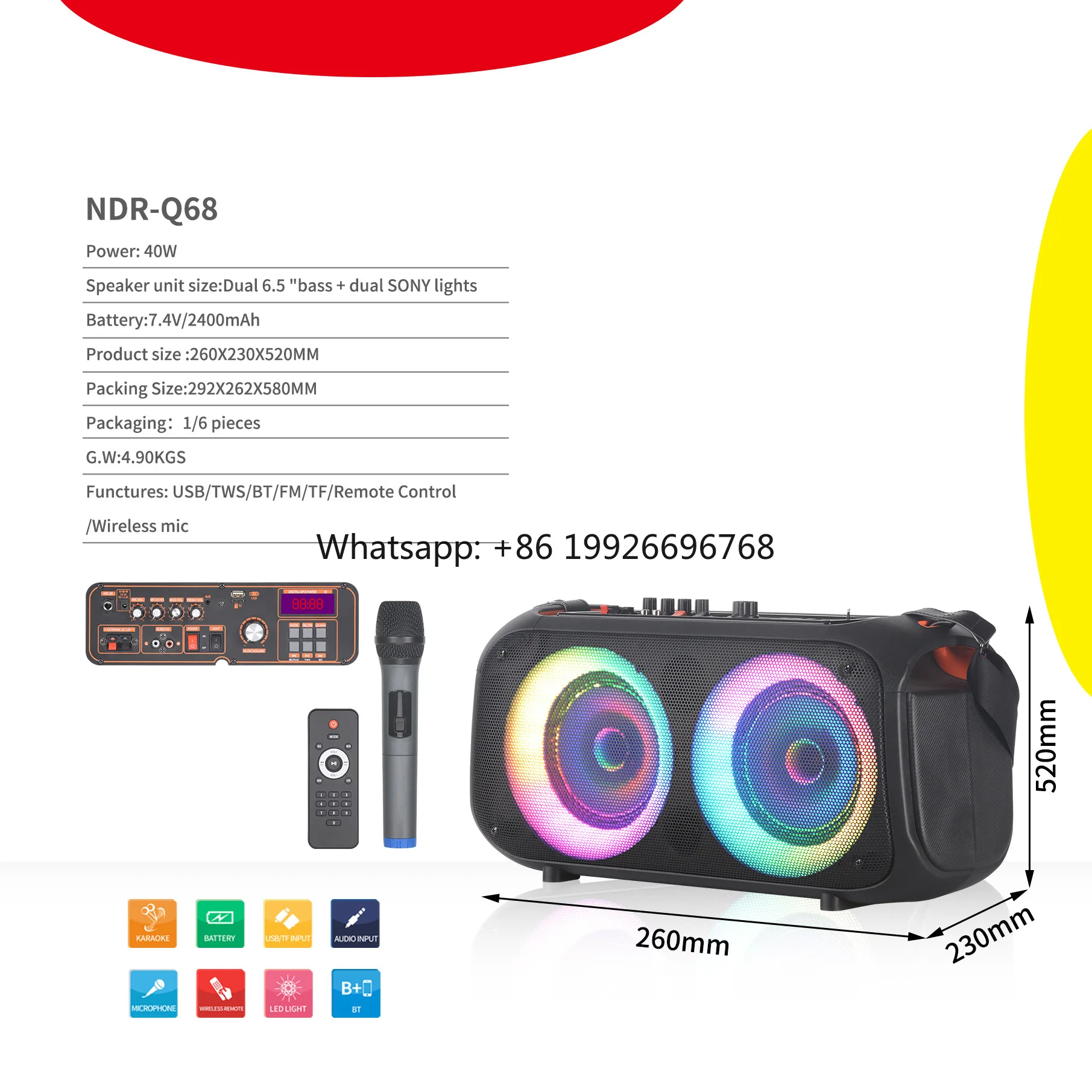 

Ndr Q68 Professional Saboofer Subwoofer Speaker Portable Audio Player Sound Equipment/Amplifiers/Speaker Outdoor Speakers manufa