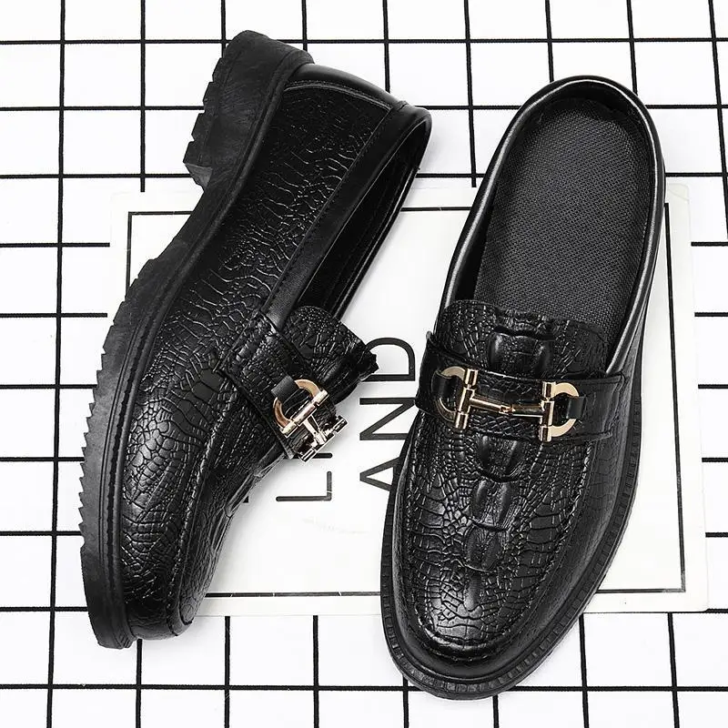 Sapato de couro de bezerro masculino, slip-on Derby Flats, preto, clássico, negócios, roupa formal, festa, banquete, casamento, moda