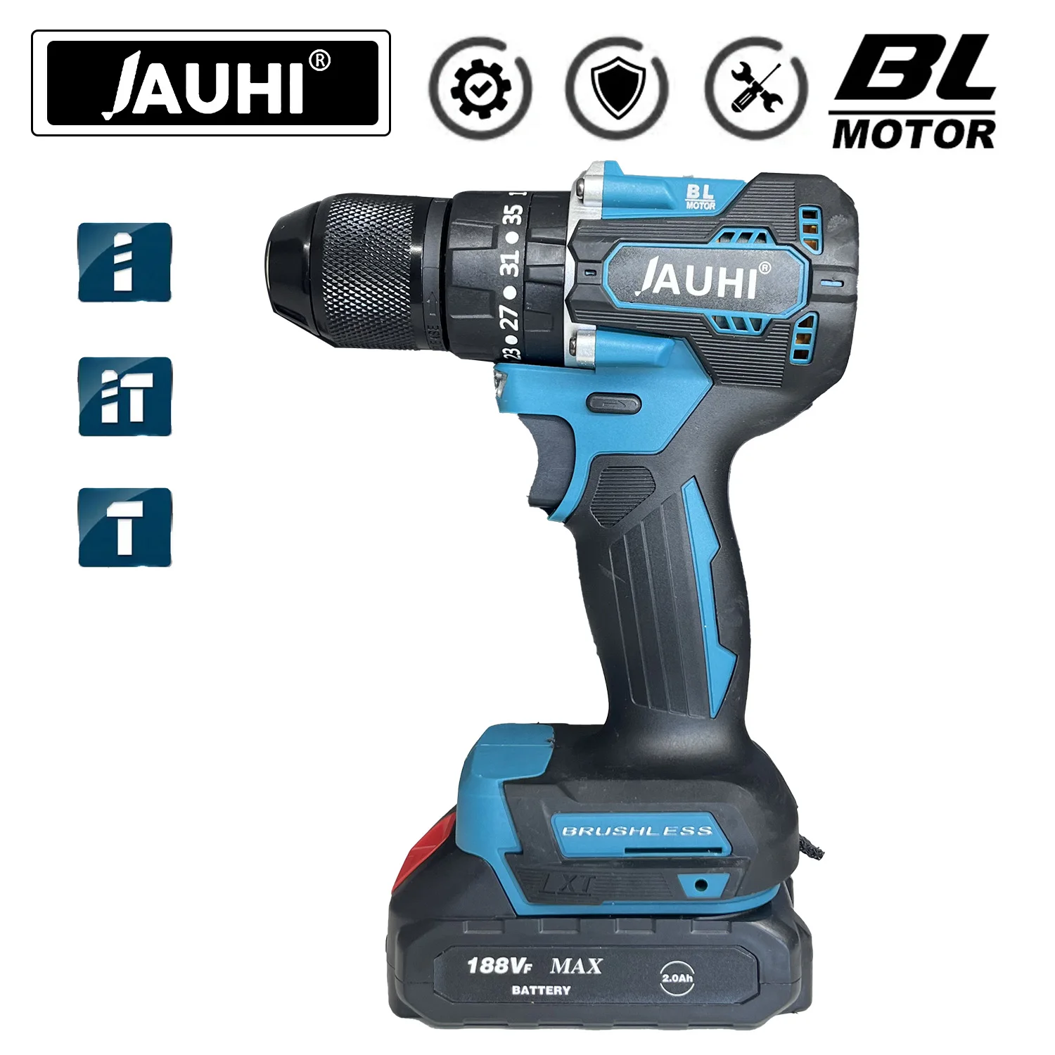 Jauhi-broca de Impacto Elétrica sem Escova Makita Chave de Fenda sem Fio Bateria de Lítio Broca Manual 18v 13 mm 35 Plus 3