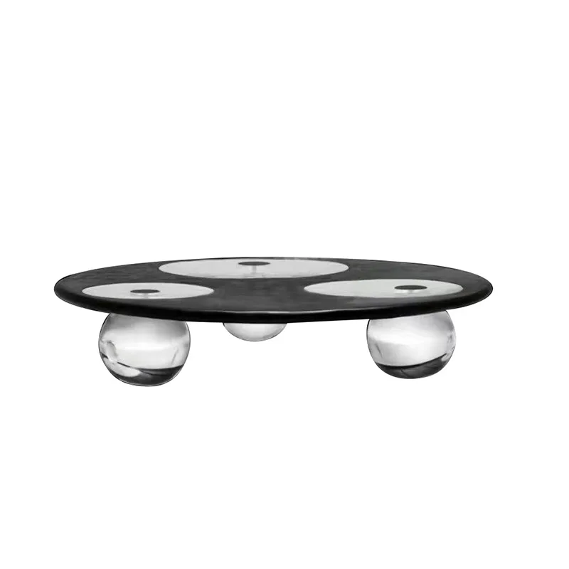 

Italian light luxury natural transparent acrylic crystal round coffee table