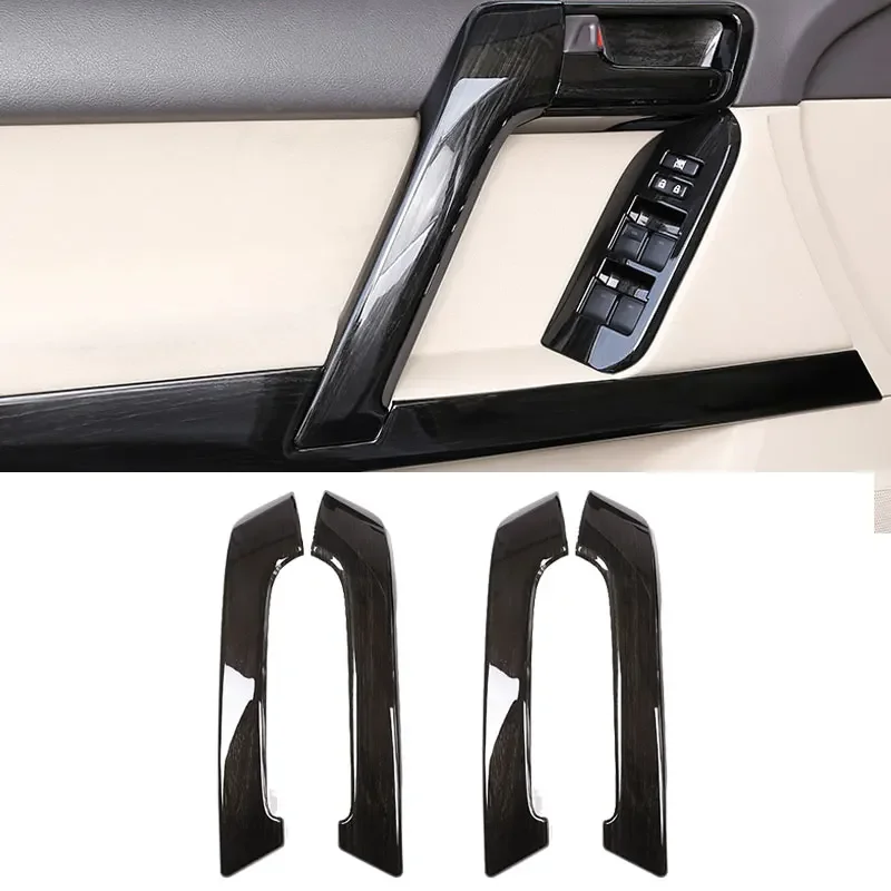 

For Toyota Land Cruiser Prado FJ150 150 2010 2011 2012 - 2018 ABS Black Wood Style Interior Door Pull Handle Protective Trim