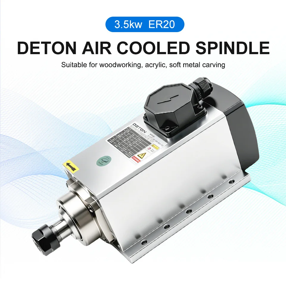 Moteur de broche refroidi par air DETON 3,2 kW à haute vitesse (18 000 tr/min) pour machines de fraisage à commande numérique