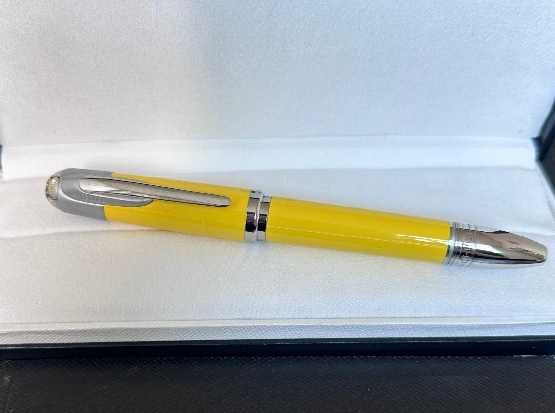 Limited Edition Collection MB Enz Feri Famous Red Fountain Pen Hollow-Carved Office Writing Rollerball Pen with Serial Number