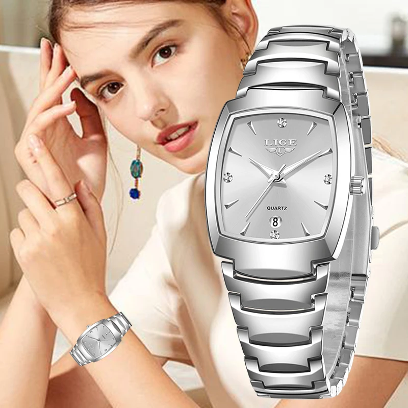 LIGE 2026 新作 レディース腕時計 ビジネス 高級 レディース時計 ファッション クォーツ シンプル腕時計 女性用ギフト レディース腕時計 reloj+BOX