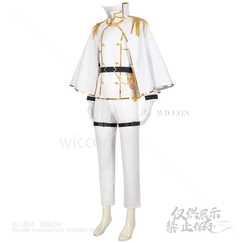 

Аниме Косплей Бачира Мегуру Костюм Мужской Хэллоуин Карнавал Индивидуальный Синий Замок Ангелы и Демоны Парик Белая Военная Униформа