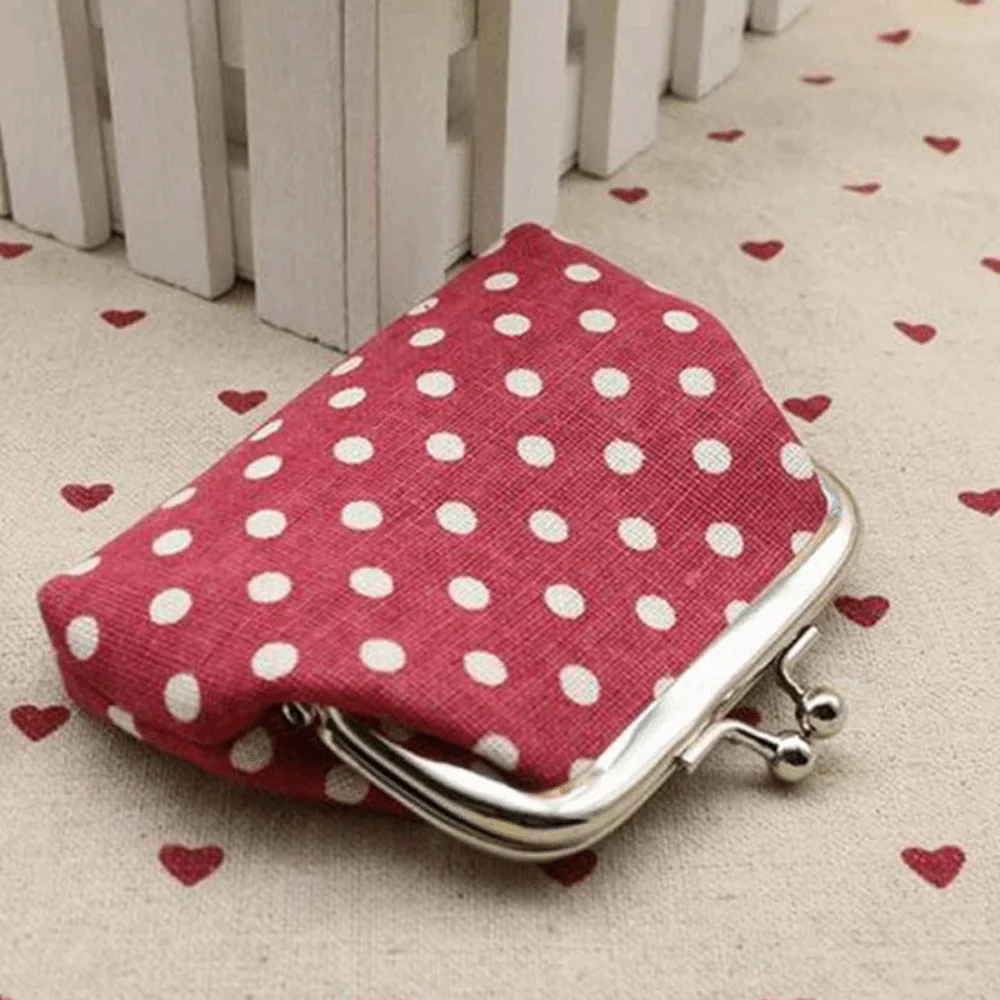 Mini Cute Clutch Change Purse Dots Iron Buckle For Girls Small Purse Wallets Linen Coin Purse Korean Money Bag Coin Bag