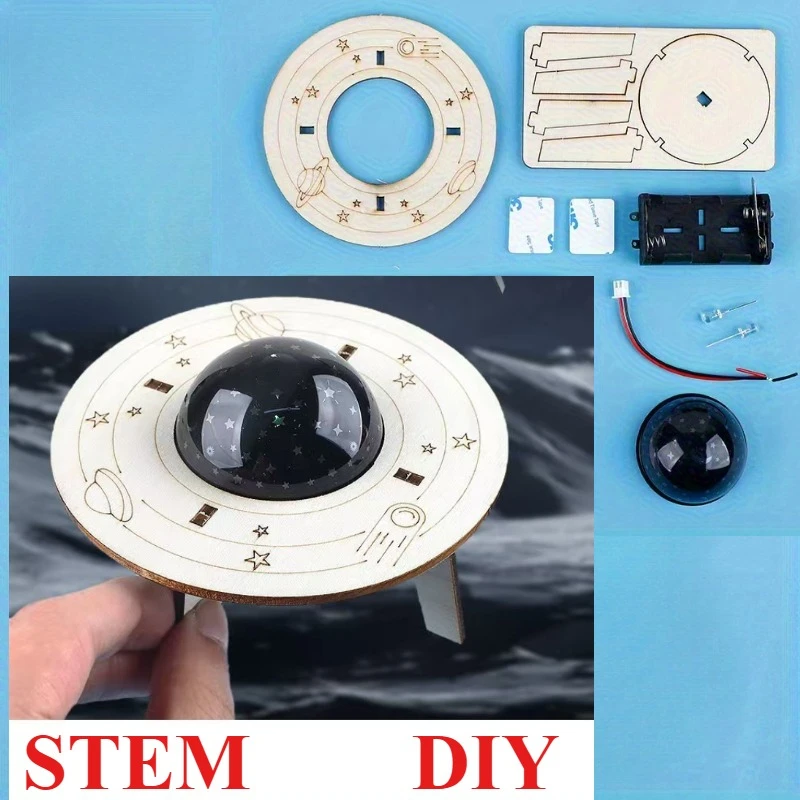 Spaceship Starry Sky Light STEM Science Kit for Kids Wooden Physics Experiments & Solar Engineering Kits Gifts for Boys Girls