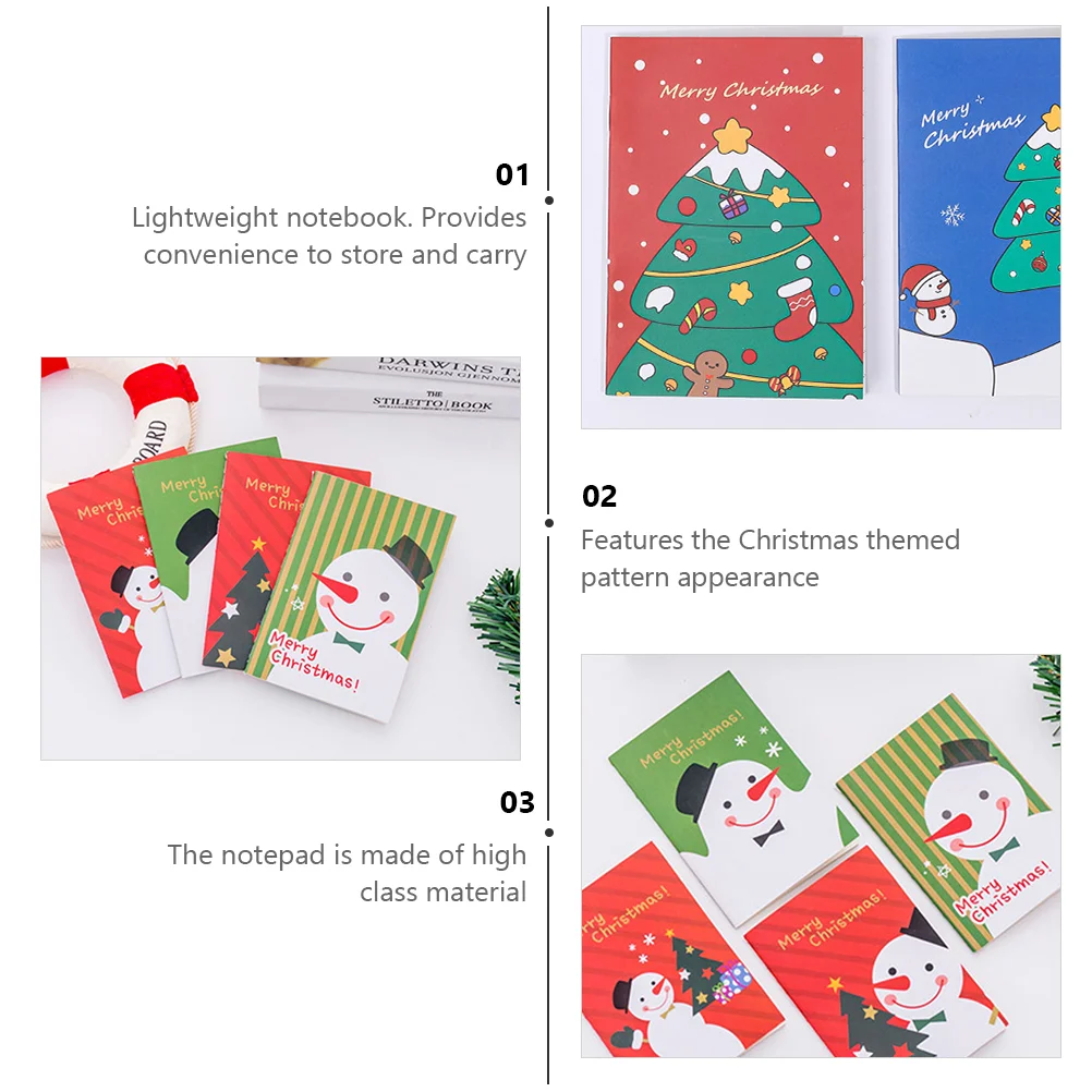 24 Pcs The Notebook Christmas Pocket Xmas Appearance Notepad Cartoon Writing Student