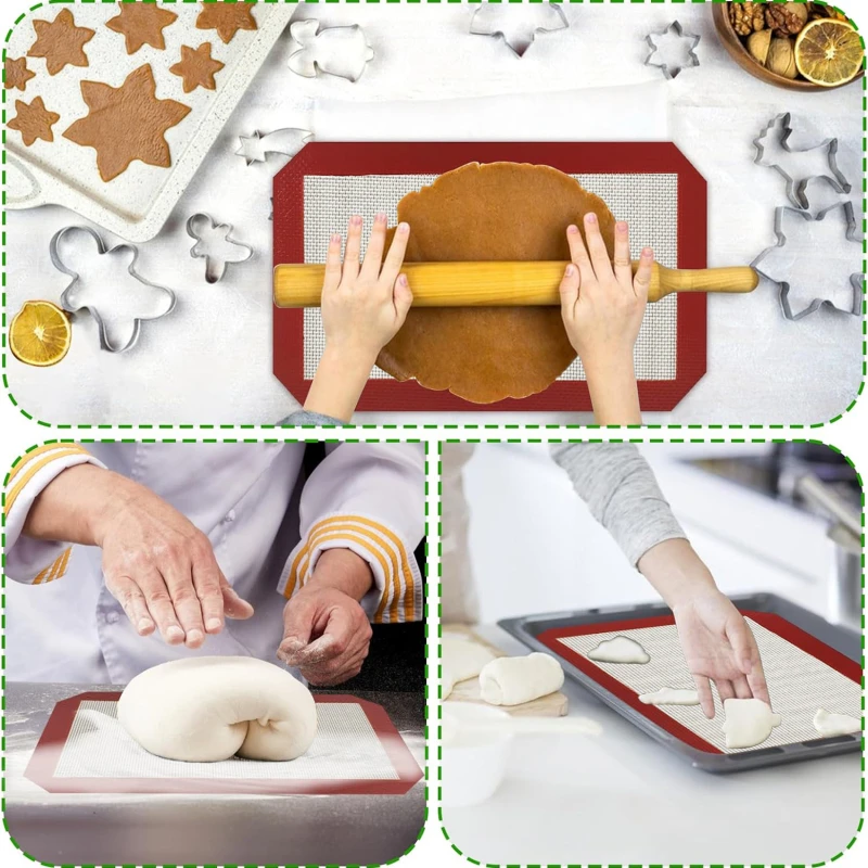 Silicone Baking Mat Non-Stick Reusable Pastry Baking Mat Food Grade Liquid Silicone Baking Mats 20x30cm Bread Pastry Mat