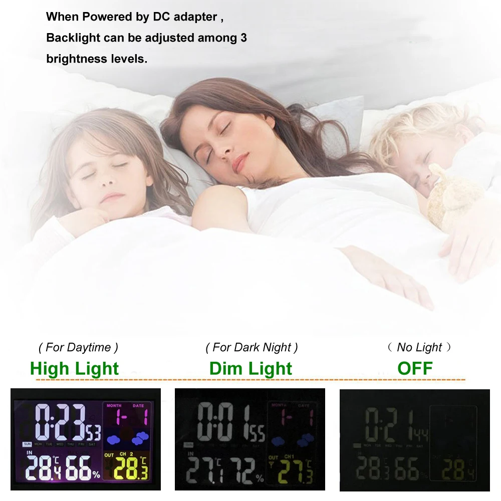 Gift Idea Colorful LED Digital Alarm Clock with Temperature Thermometer Humidity Hygrometer