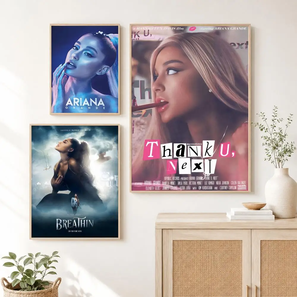 Singer A-Ariana G-Grande Painting Calligraphy Canvas Poster Art for Bedroom Living Room Home Decor Wall Decoration Decals Gift