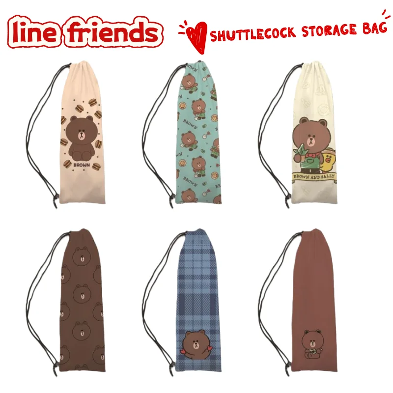 

Сумка-органайзер Line Friends Brown: высококачественная, креативная, с принтом, для спортивного инвентаря, с карманами, мультяшным рисунком, милыми перьями, для хранения ракеток