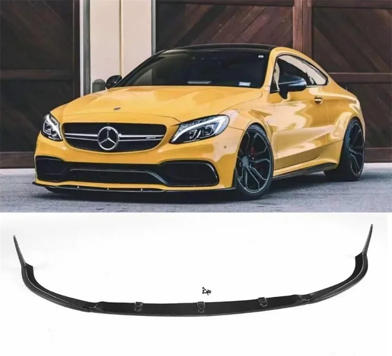 For Mercedes-Benz C Class W205 C205 C63 AMG Coupe 2 Door 15-19 ED1 Style High Quality Carbon Fiber Front Bumper Lip Spoiler