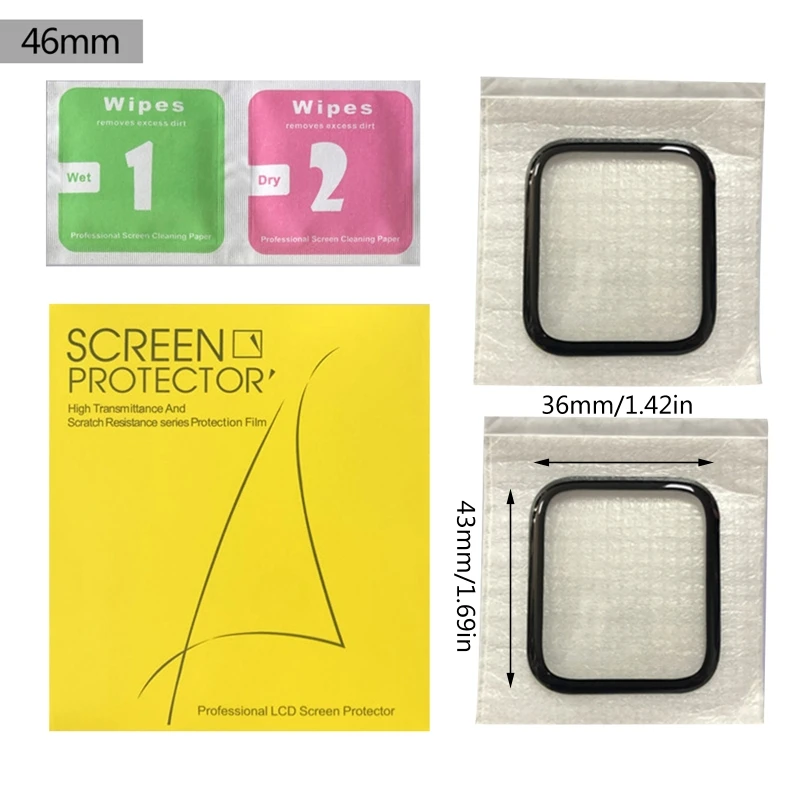 Película protectora pantalla completa 3D para reloj, 41mm, 46mm, pantalla reloj inteligente, protección con toallitas y 2