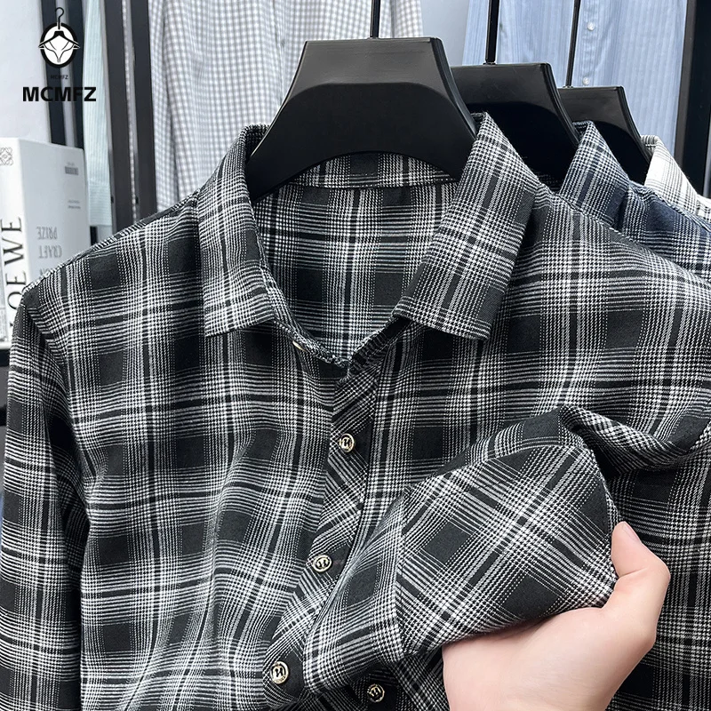 

Mens Plaid Casual Loose Long Sleeve Shirt Button Down Turn Down Collar With Pocket Soft Breathable For Daily Weekend Use