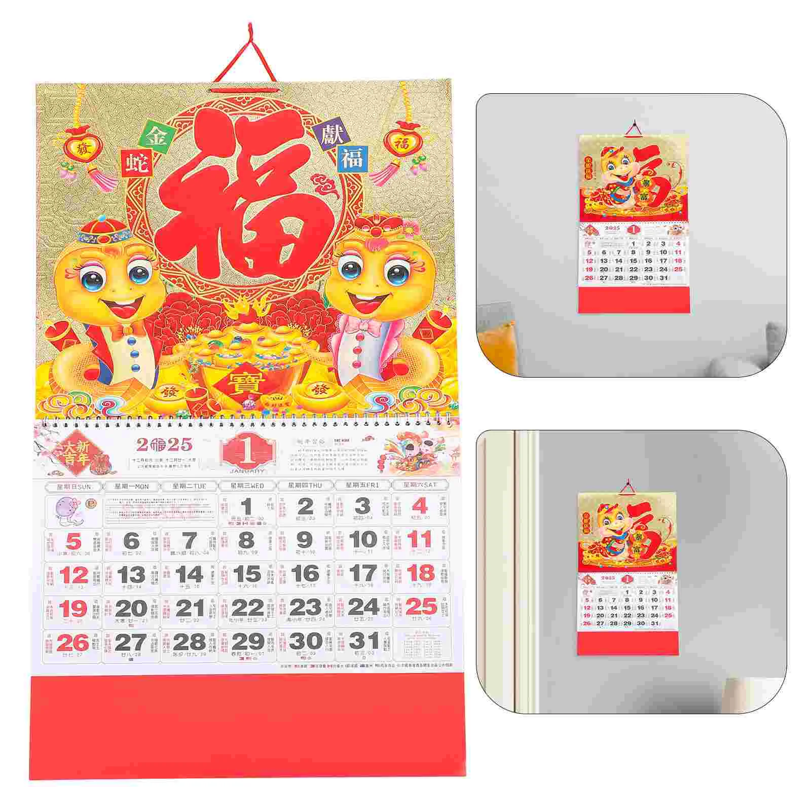 

2025 Calendar Household Wall Clear Printed Monthly Planning Hanging Delicate for Snake Year Chinese Trendy Jewelry