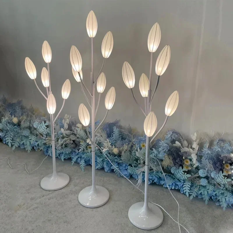 COLIN Contemporary White Elegant Standing Lily Flowers Lamps Decoration Party Event LED Road Lead Wedding Lights