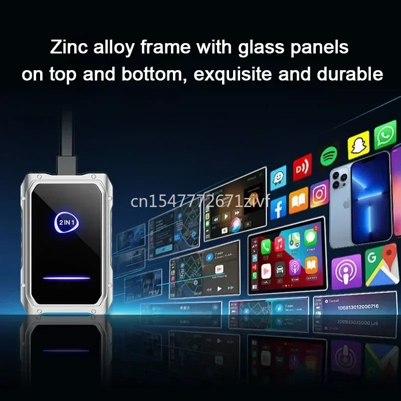 Compatible with Apple Carplay Wireless Adapter Android Auto 2in1 Dongle, Suitable for OEM Carplay Wired Wireless Smart Box