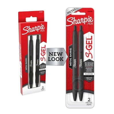 

2pk S-Gel Pens Black Metal Barrel 0.7mm Medium Tip Black Ink: Art Stationery Gel Pens, Office Supplies