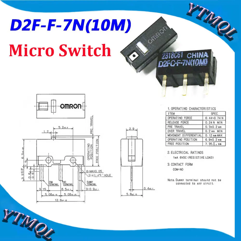 1-10Pcs Mouse Micro Switch D2FC-F-7N(10M) Mouse Button Fretting D2FC