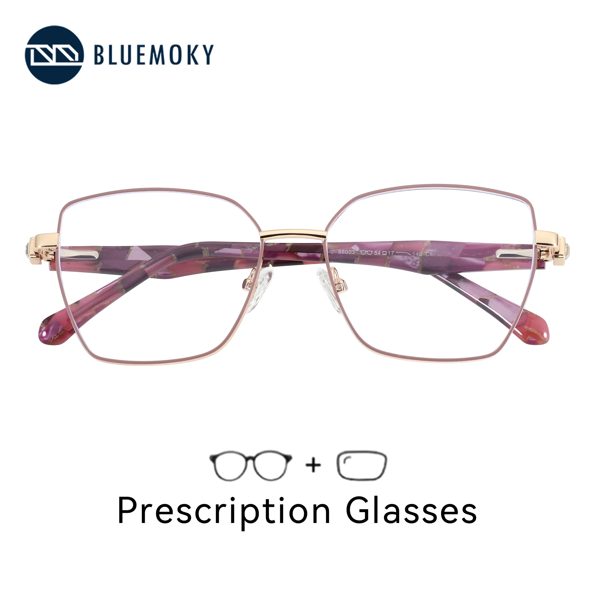 BLUEMOKY Lunettes de vue médicales en métal de taille M, anti-lumière bleue, pour myopie, personnalisées, pour femme 1 BLUEMOKY Lunettes de vue médicales en métal de taille M, anti-lumière bleue, pour myopie, personnalisées, pour femme 1