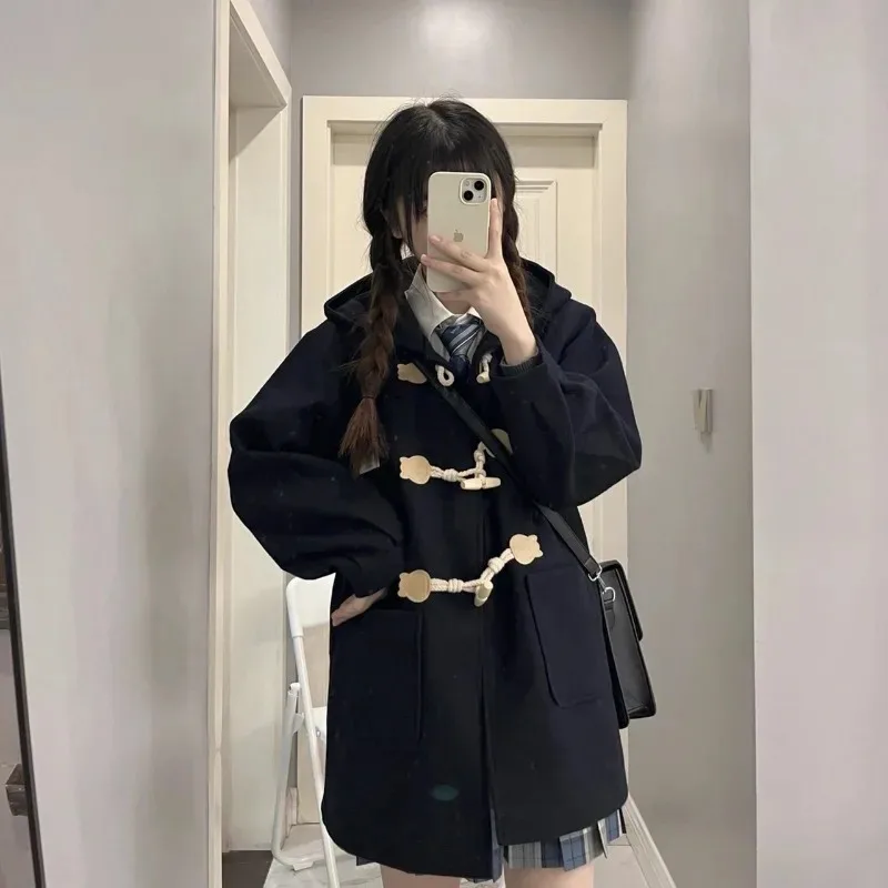 Japanese Streetwear Lolita Coat Women Elegant Wool Coat Autumn Winter Kawaii Clothing Long Sleeve Chic Jackets For Women 2022