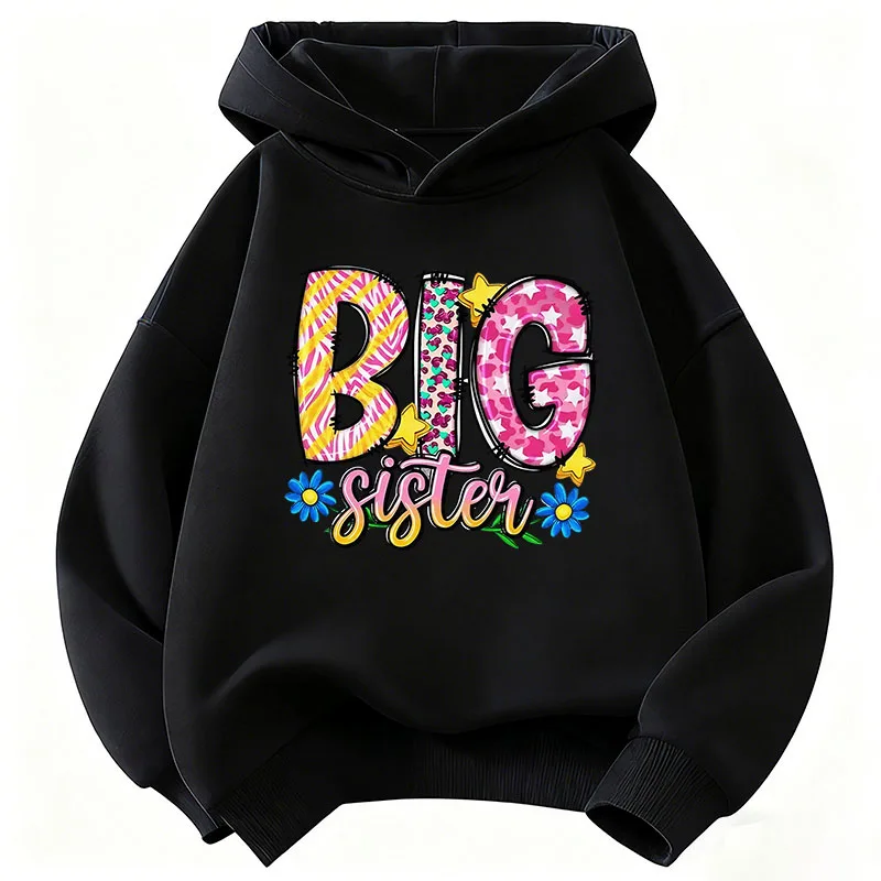 Y2k Bunter Big Sister Buchstaben-Bedruckter Hoodie Kinder-Sweatshirt Kapuzenpullover für Jungen Mädchen Lässige Hoodies Hip-Hop-Kleidung