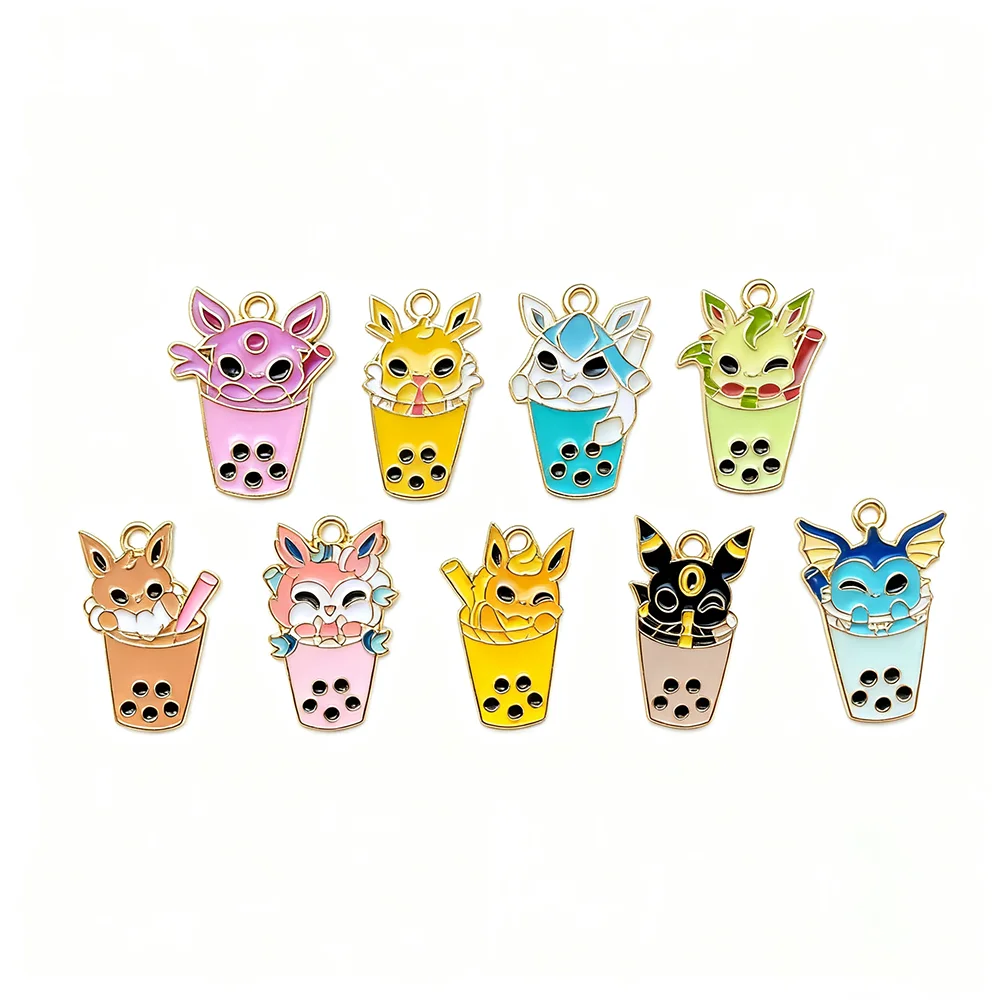 9 Stück Bubble Milk Tea Charm-Anhänger, Cartoon-DIY-Schmuckherstellungszubehör für Halsketten, Armbänder, Accessoires