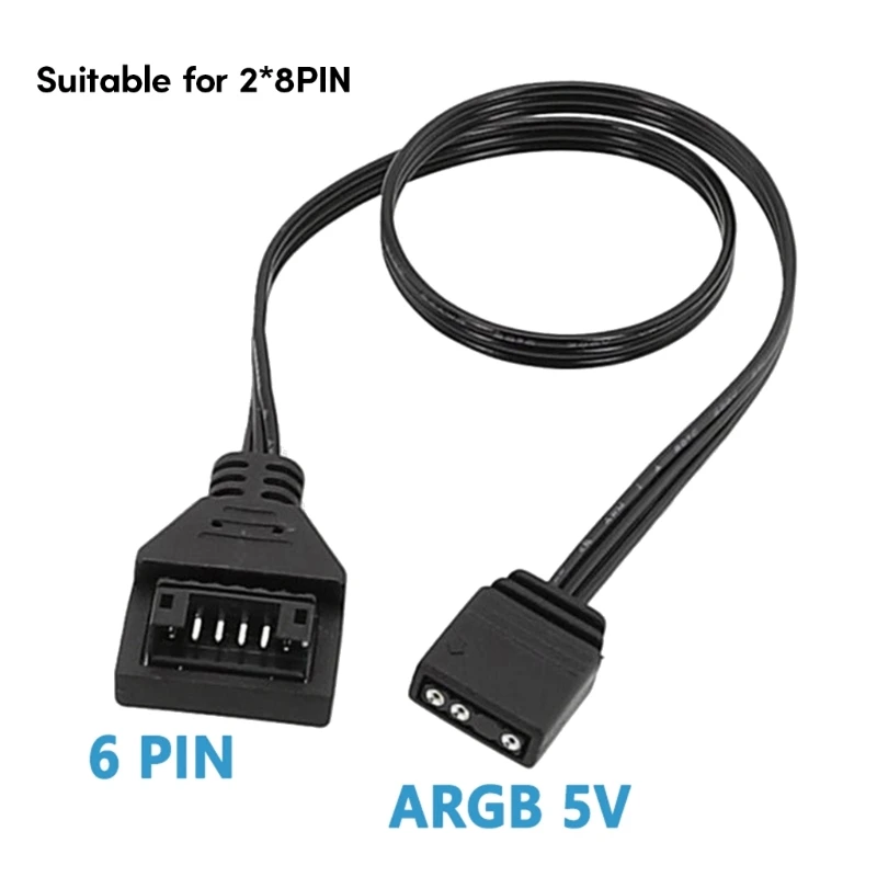 ARGB Adapter Cable 5V 3pin to ARGB 5V 8Pin/6Pin Male Adapter Cable Enhances Your Lighting Solution 30cm Long Replacement