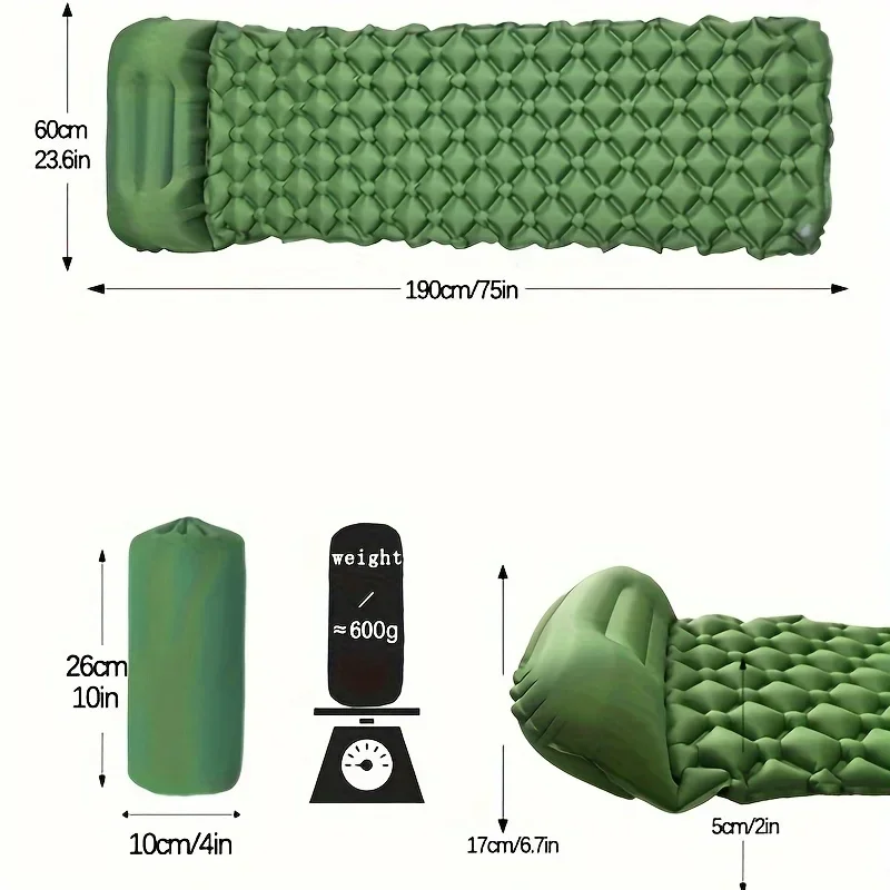 NEW Outdoor Sleeping Pad Camping Inflatable Mattress Ultralight Air Cushion Travel Mat With Headrest For Travel Hiking