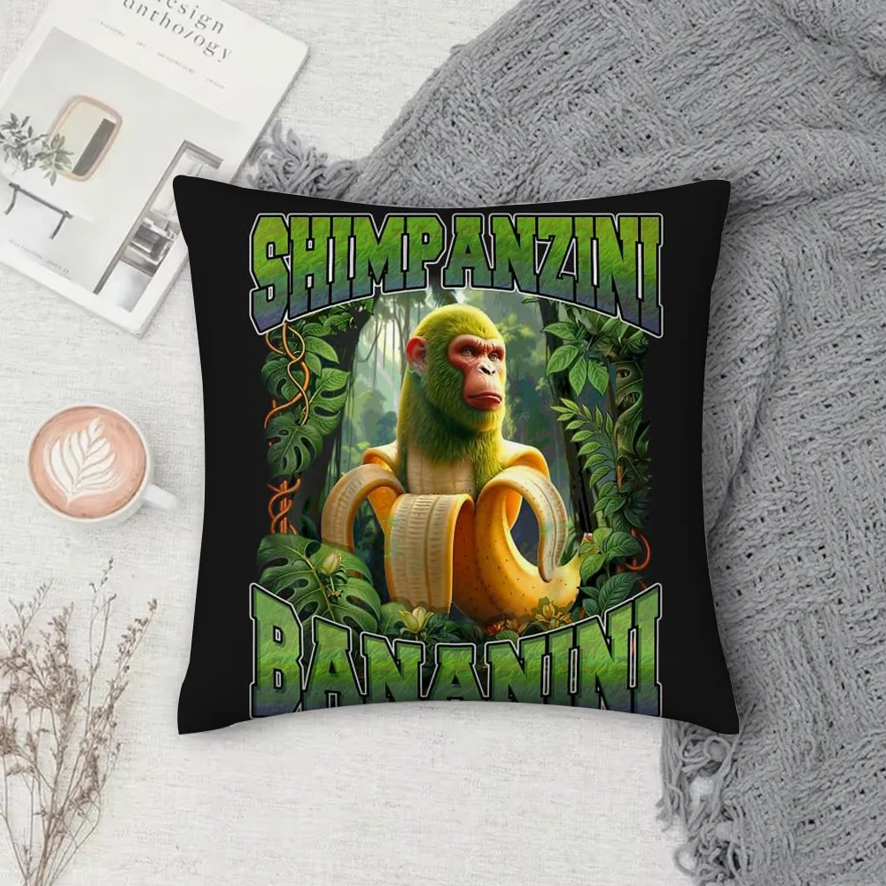 ITALlan Brainrot الإبداعية الحيوان كيس وسادة مربع الوجهين الطباعة قصيرة أفخم غطاء وسادة أريكة غرفة نوم السرير وسادة