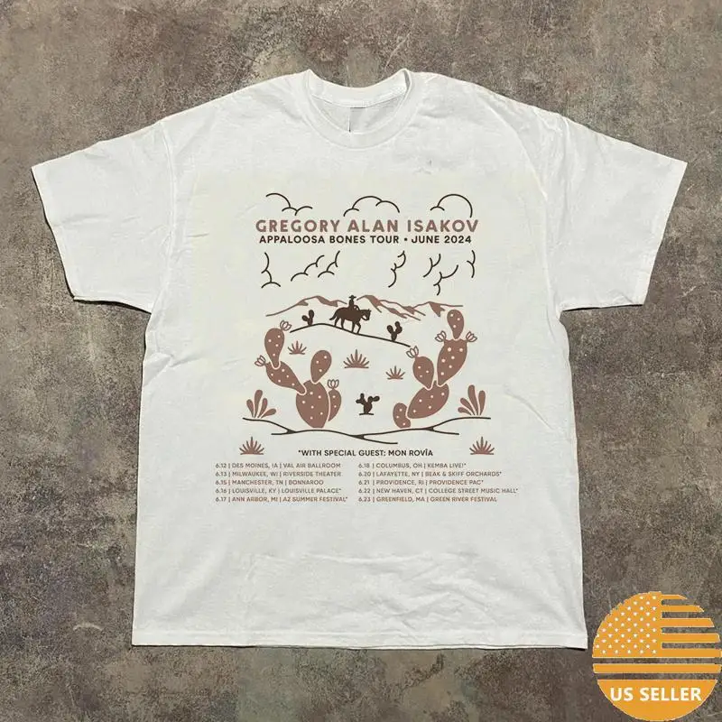 Gregory Alan Isakov 2024 Appaloosa Bones Tour camiseta tamaño completo S 5Xl