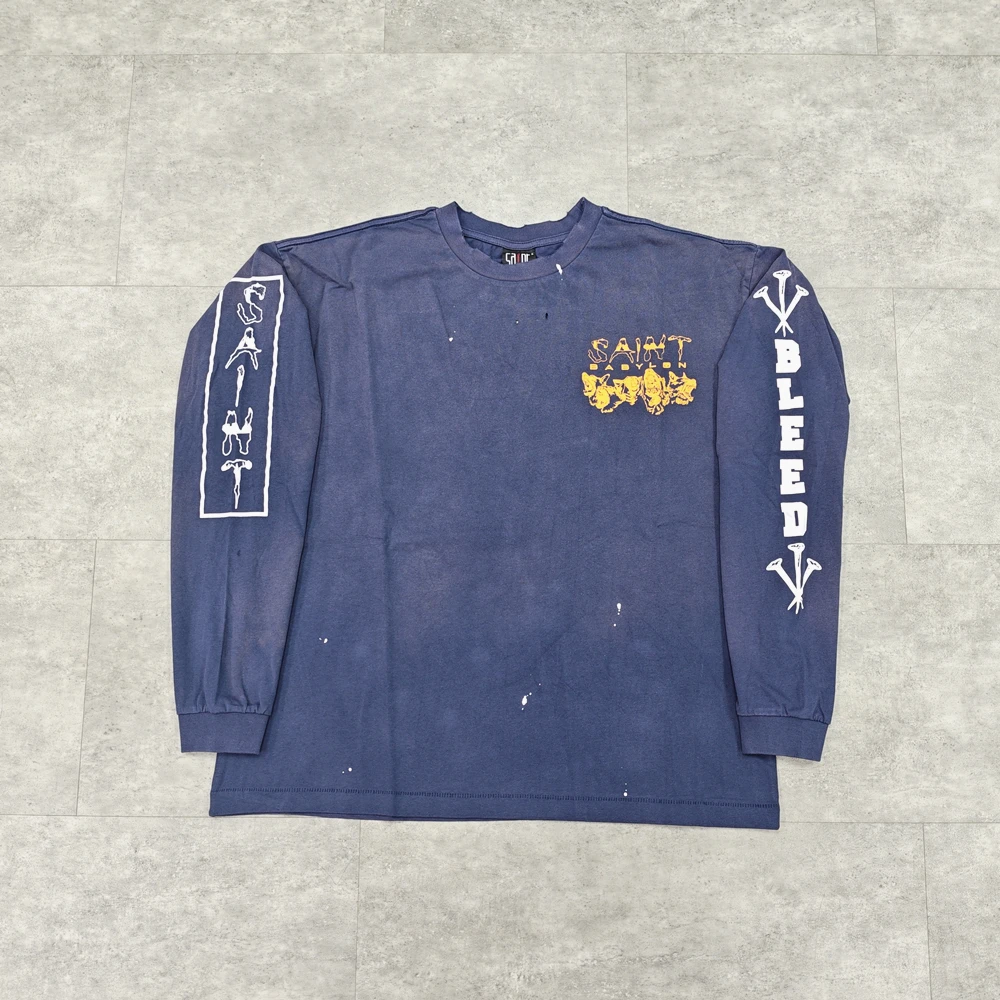 

Yao Fashion Saint OF Michael 25SS Luxury Brand Autumn Men Tops Oversize Loose Vintage Graphics Cotton Long Sleeve T Shirt