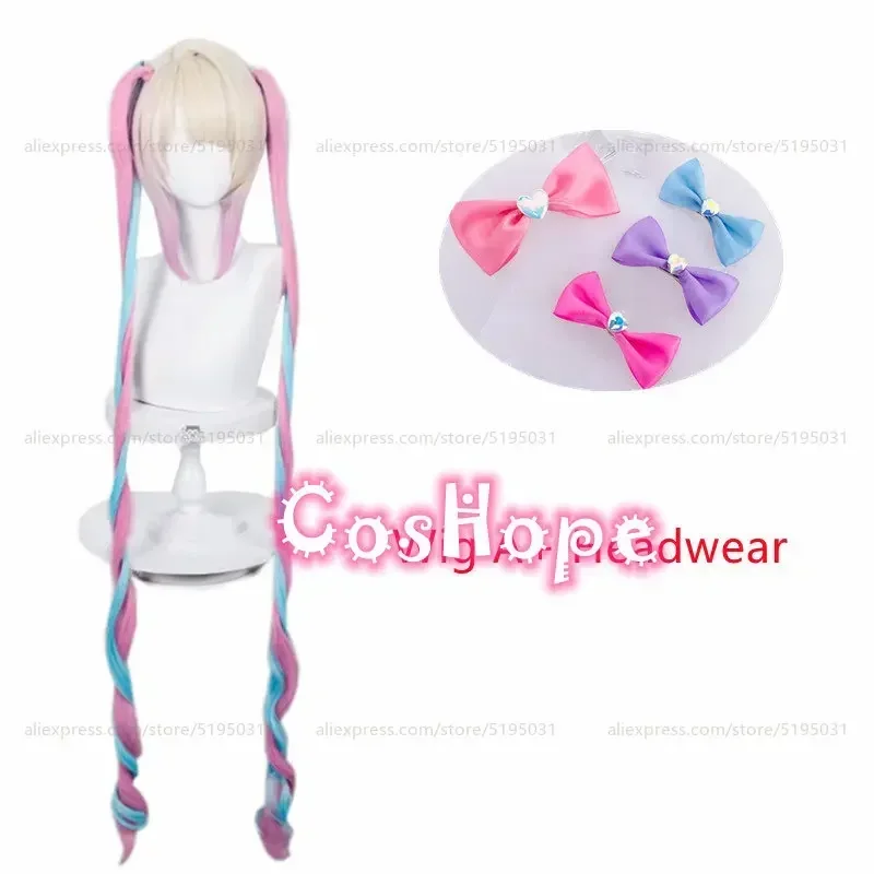 Kangel วิกคอสเพลย์วิกผมยาว110ซม. สีชมพูสีฟ้าผสมคอสเพลย์วิกผมสังเคราะห์ทนความร้อน