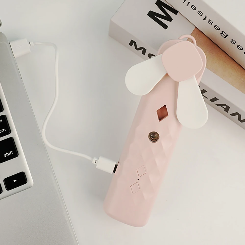 Portátil 2 em 1 mini ventilador umidificador usb recarregável ventilador de mão spray água névoa ventilador rosto vapor ar condicionado para ao ar livre