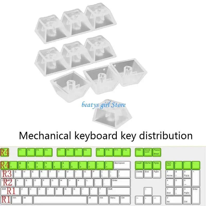 C7AB 10Pcs ABS No Printed Caps Mechanical Keyboard Transparent ABS Keycap
